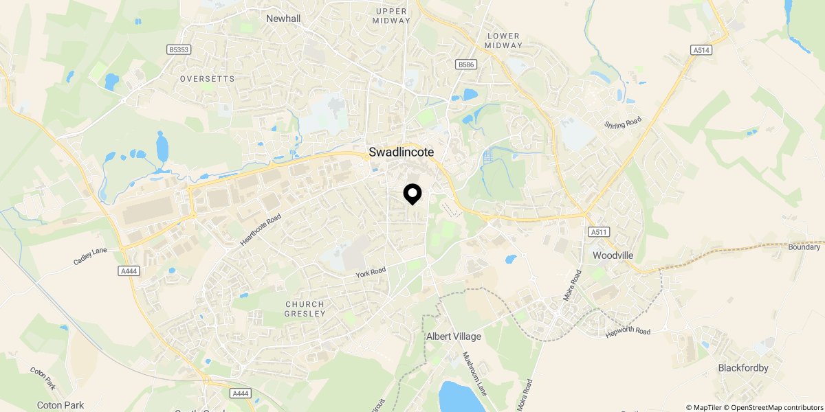 Approximate location of Alexandra Road, Swadlincote, DE11 9AY