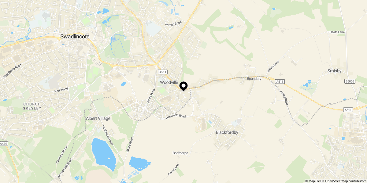 Approximate location of Thorn Street Mews, Woodville, Swadlincote, DE11 7DS