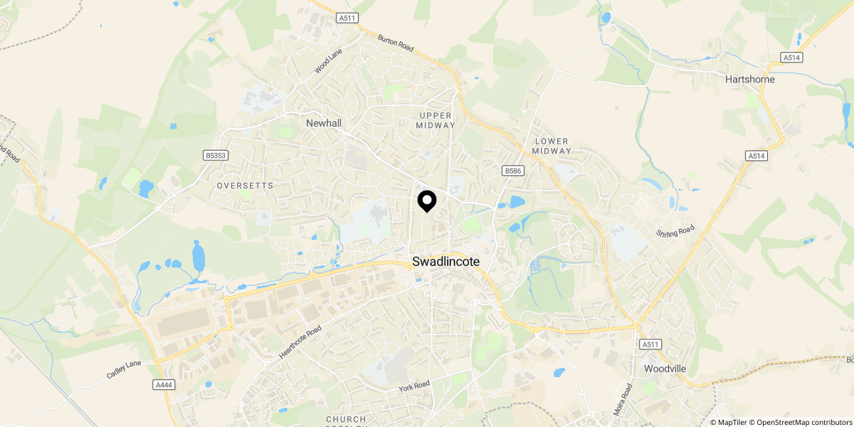 Approximate location of Queen Victoria Drive, Swadlincote, DE11 0LA