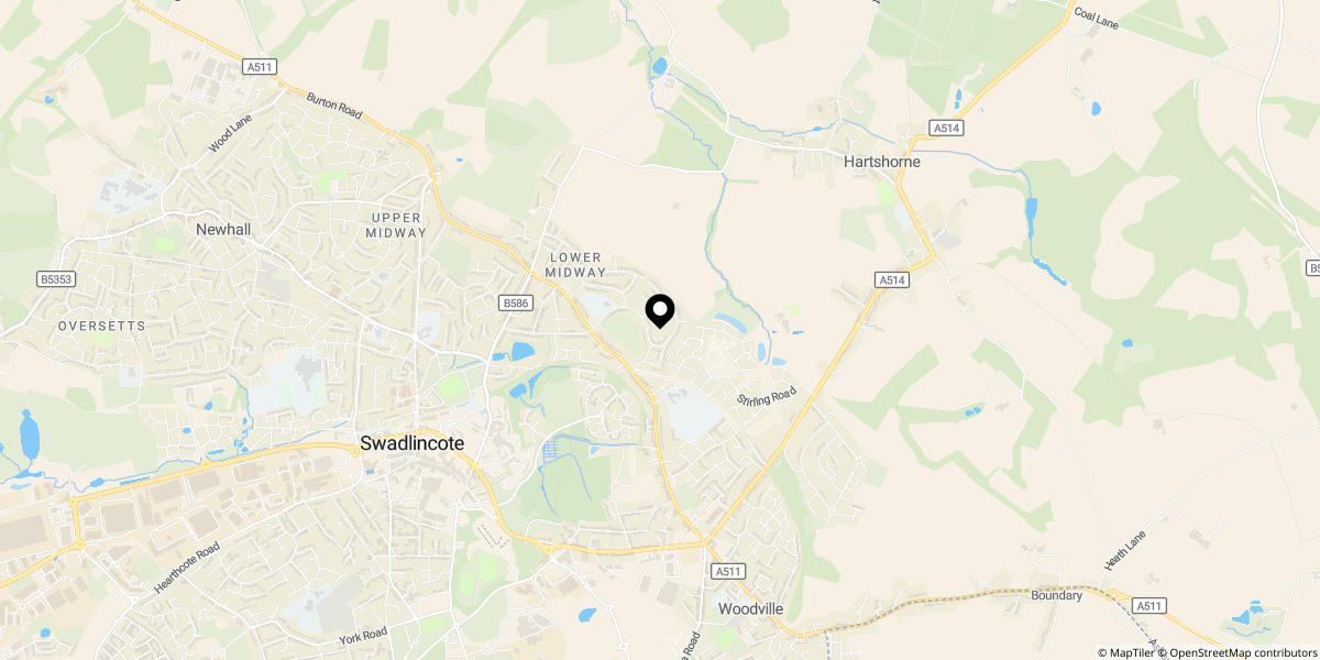 Approximate location of Salisbury Drive, Midway, Swadlincote, DE11 7LE