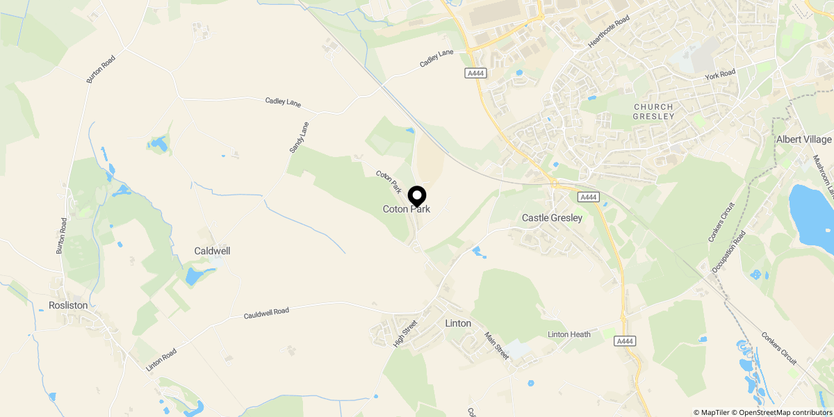Approximate location of Coton Park, Linton, Swadlincote, DE12 6RE