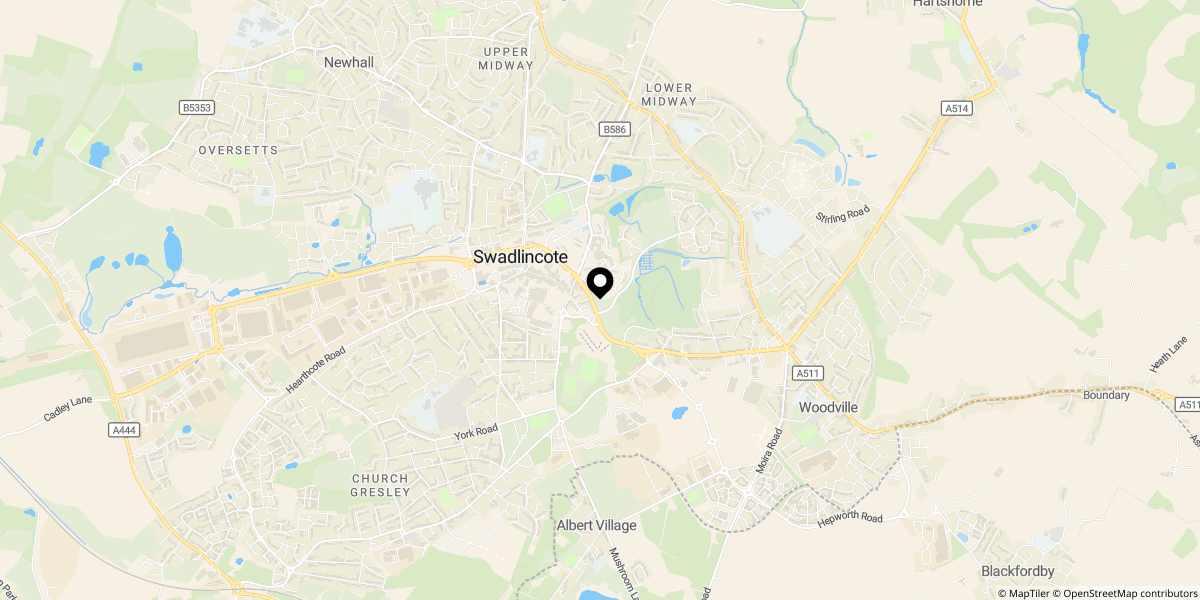 Approximate location of Hill Street, Swadlincote, DE11 8HL