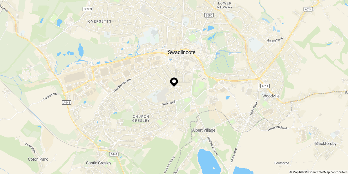 Approximate location of Allison Avenue, Swadlincote, DE11 9BS