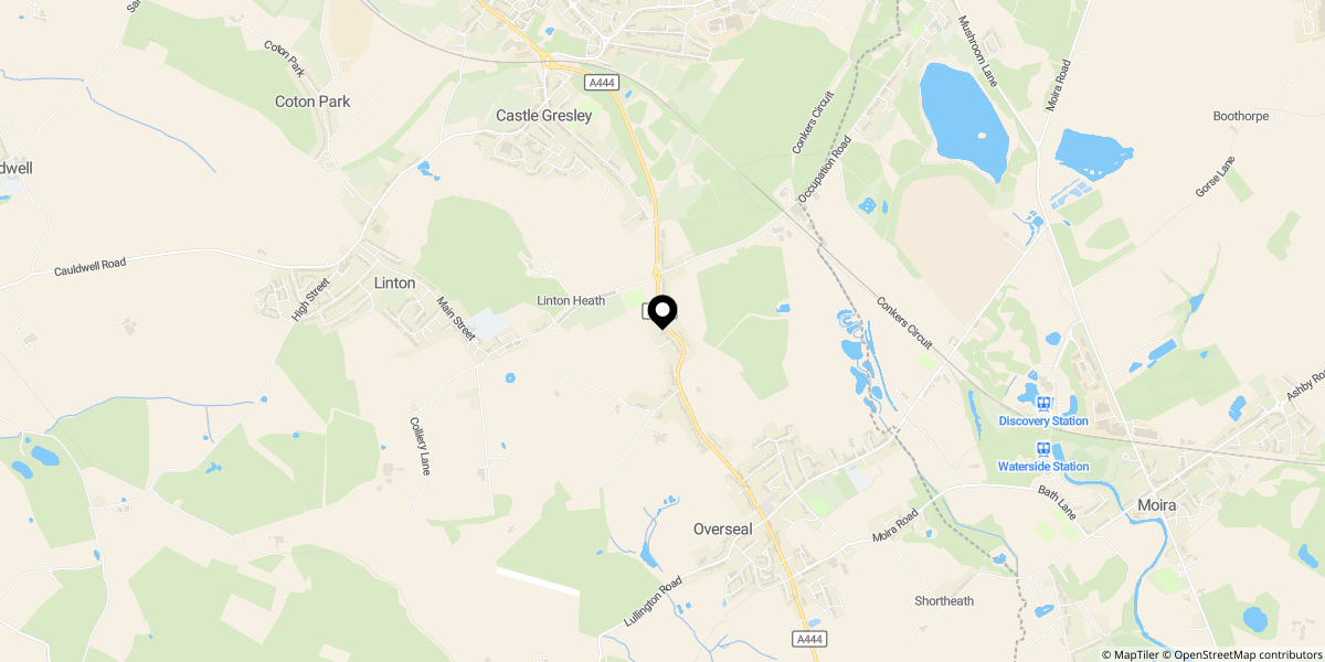 Approximate location of Burton Road, Overseal, Swadlincote, Derbyshire, DE12 6JN