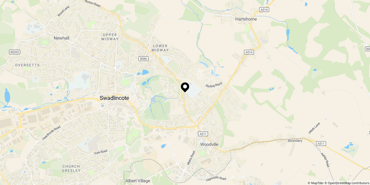Approximate location of Mason Crescent, Swadlincote, Derbyshire, DE11 8JP