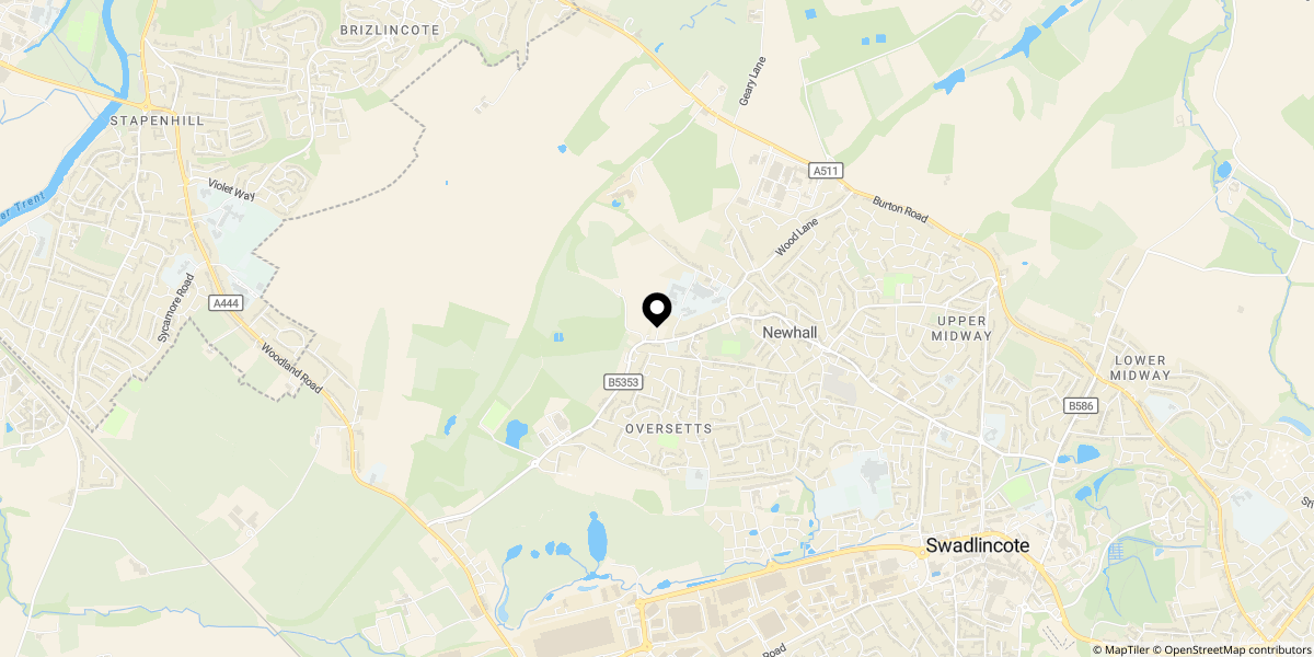 Approximate location of 9 Bodell Close Newhall DE11