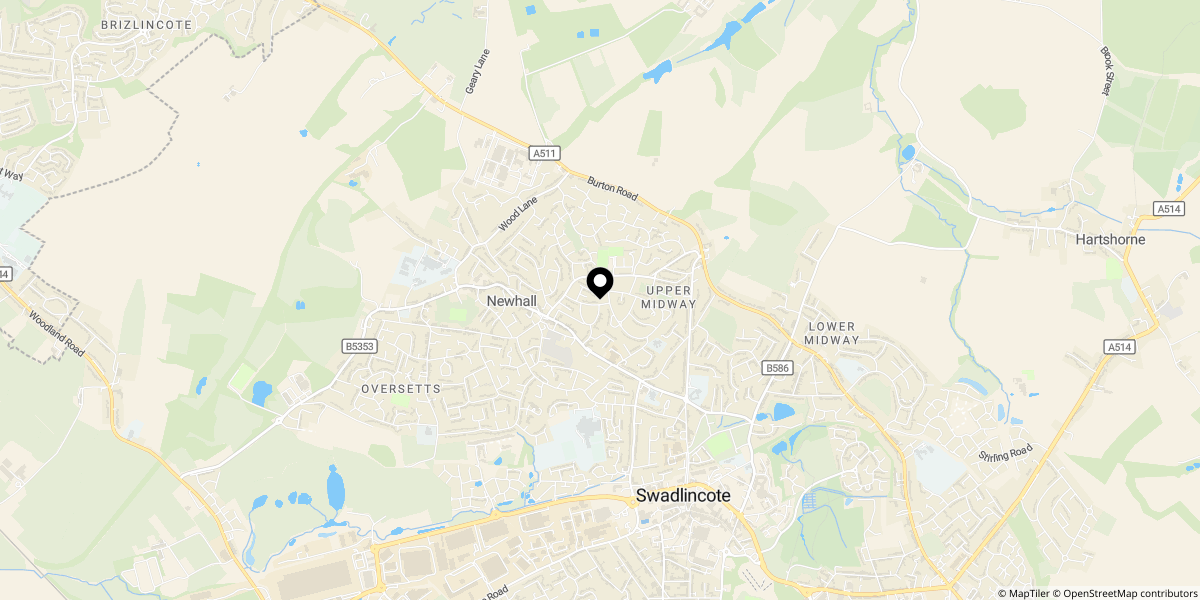 Approximate location of Wellwood Road, Newhall, DE11