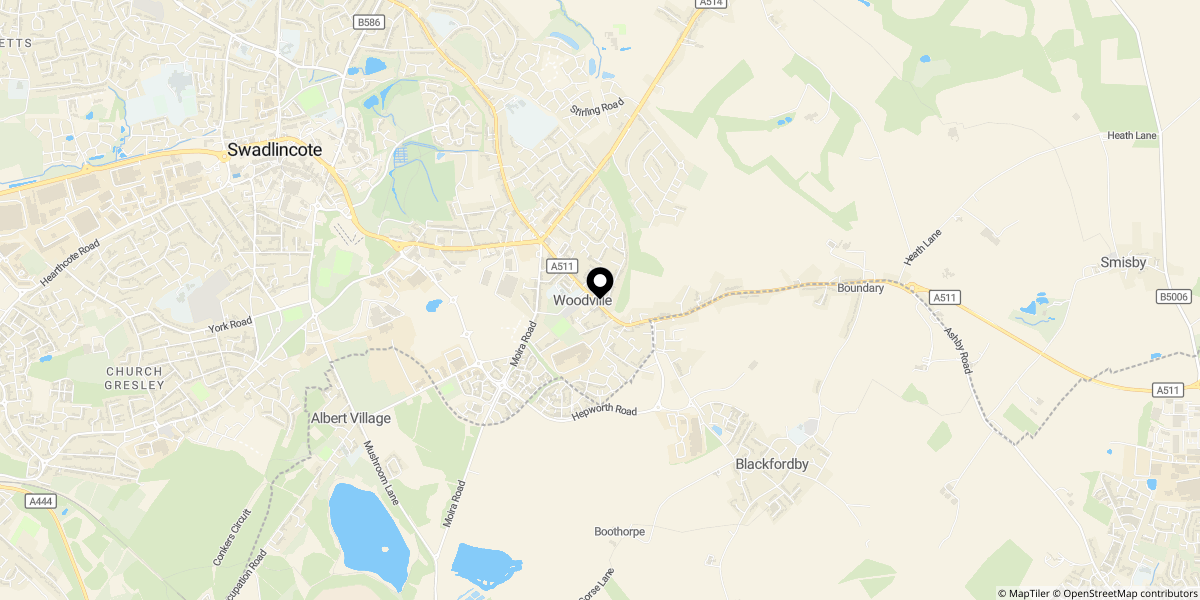 Approximate location of High Street, Woodville, Swadlincote, DE11