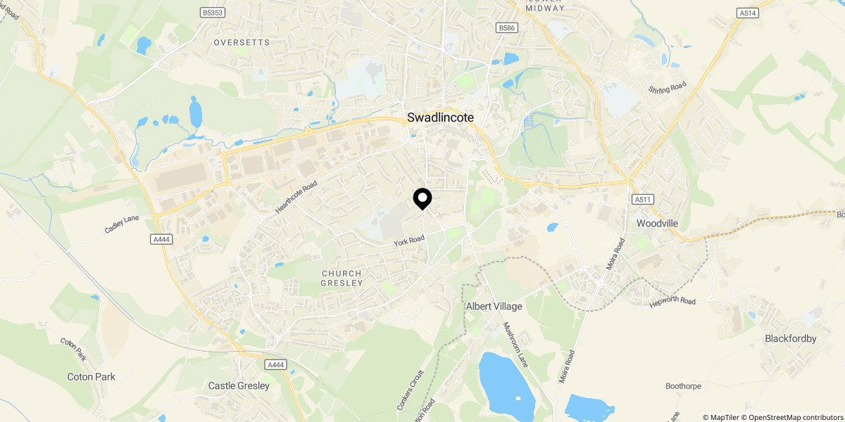 Approximate location of Wilmot Road, Swadlincote, DE11