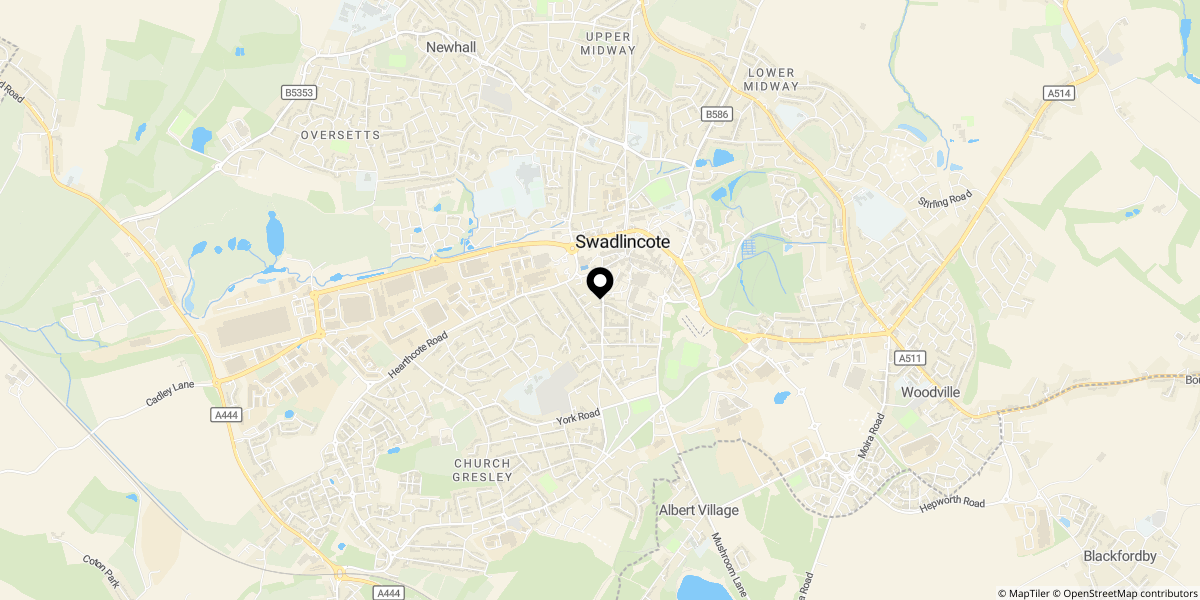 Approximate location of Waterloo Place, Swadlincote, DE11