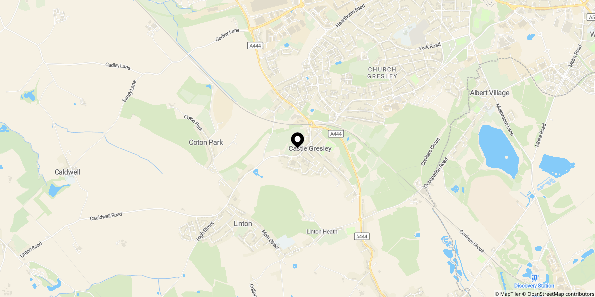 Approximate location of Arnold Close, Castle Gresley, Swadlincote, DE11