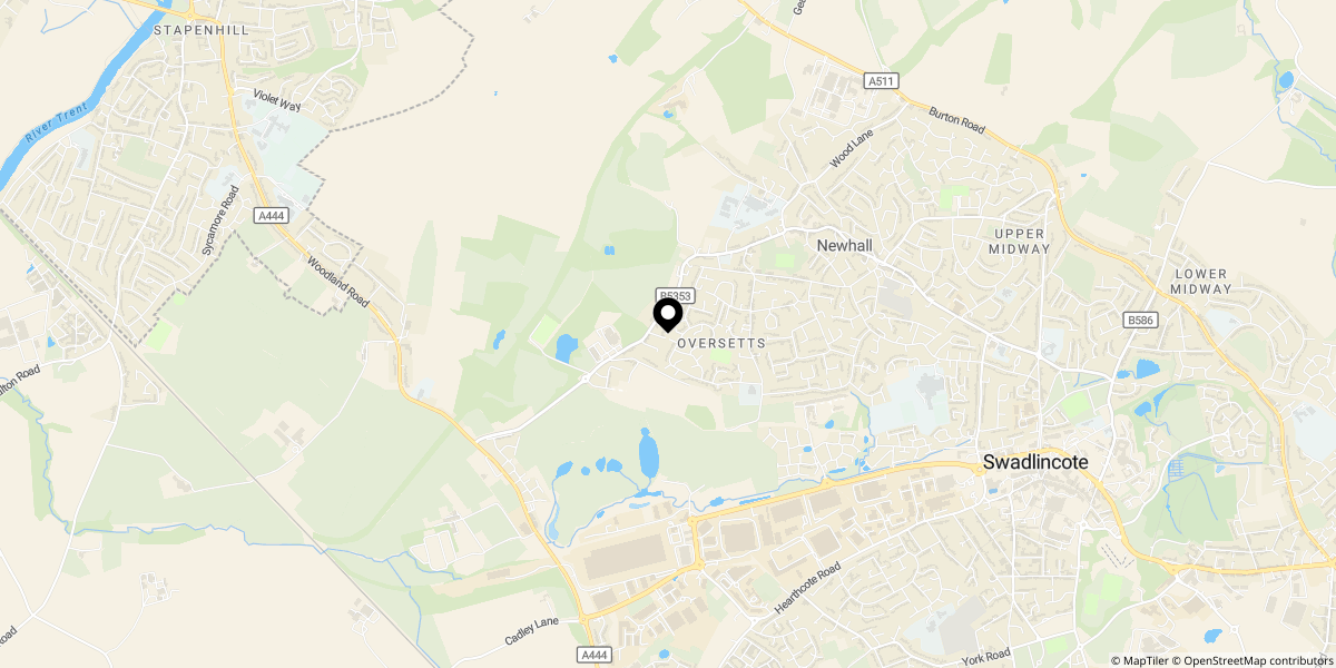 Approximate location of Fairfield Crescent, Newhall, Swadlincote, DE11 0SX