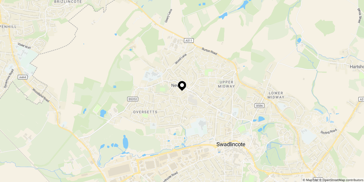 Approximate location of Laburnum Road, Newhall, Swadlincote, DE11