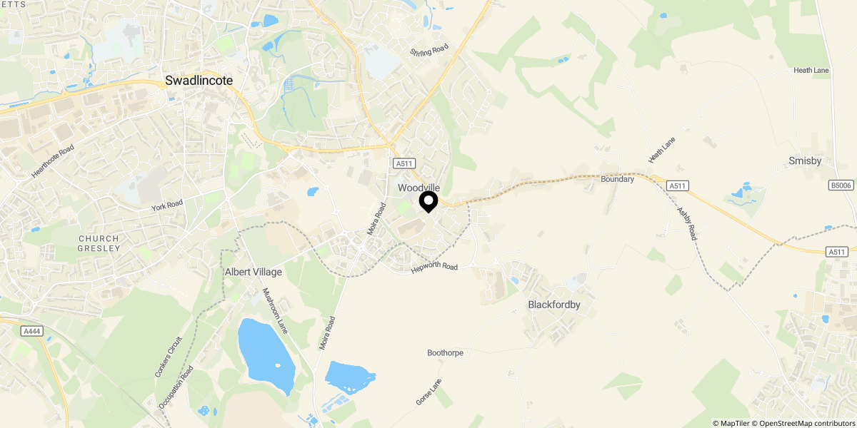 Approximate location of Sun Street, Woodville DE11