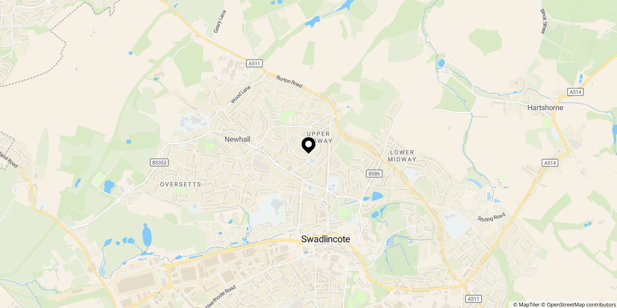 Approximate location of Queens Drive, Swadlincote, DE11