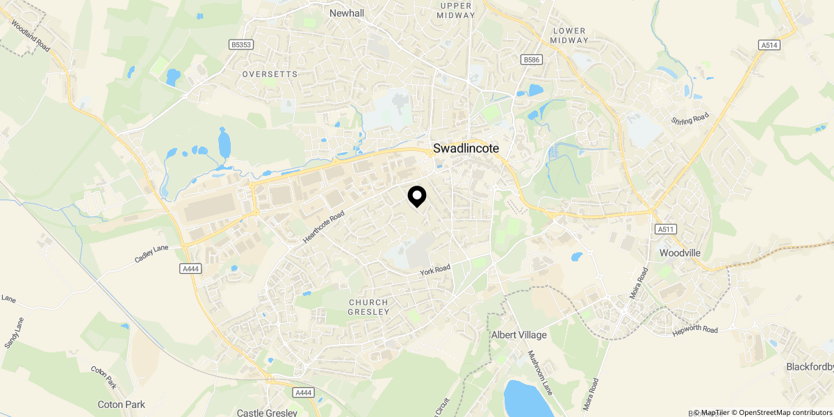 Approximate location of Pennine Way, Swadlincote, DE11