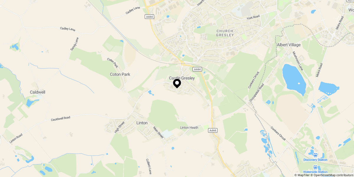 Approximate location of Cedar Road, Castle Gresley, Swadlincote, DE11