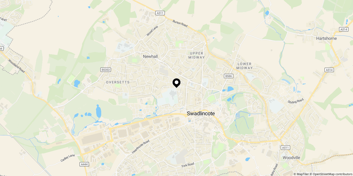 Approximate location of Queen Victoria Drive, Swadlincote, DE11