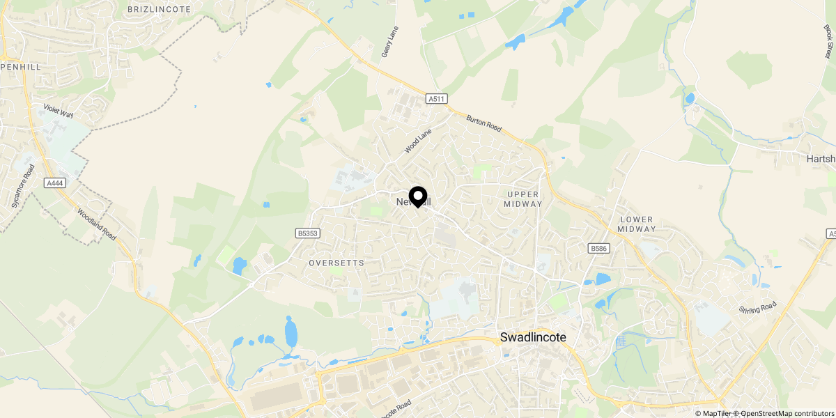 Approximate location of Laburnum Road, Newhall, Swadlincote, DE11