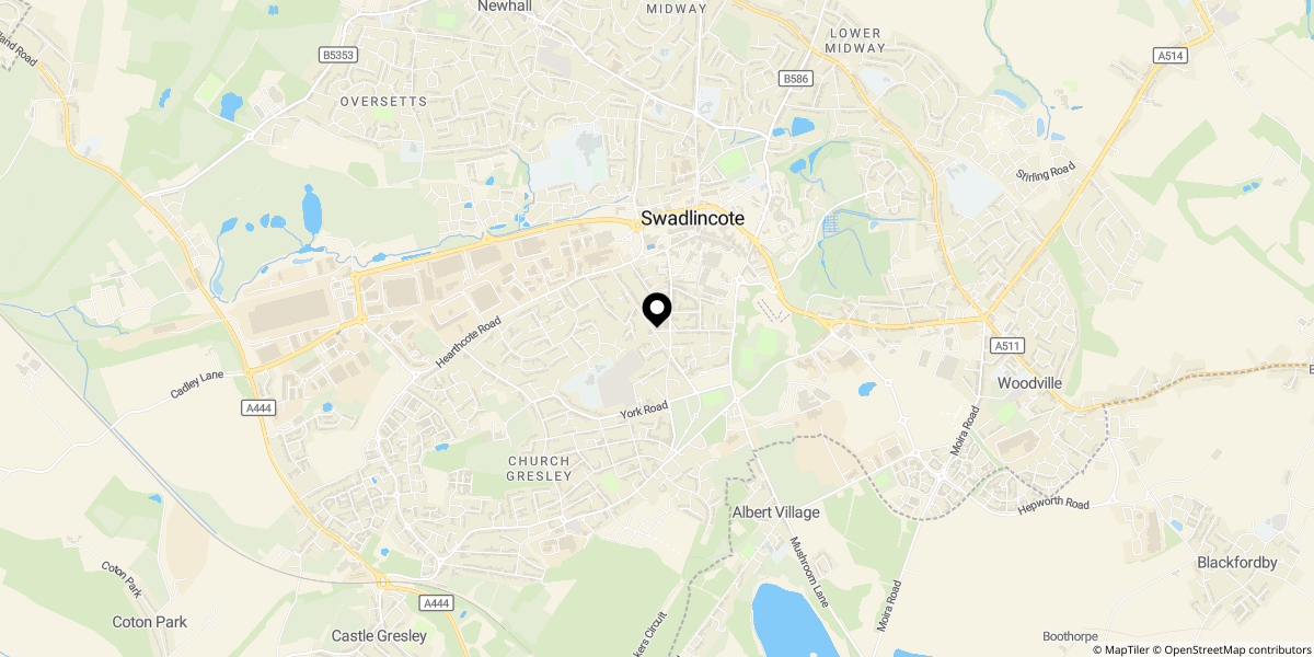 Approximate location of Weston Street, Swadlincote, DE11