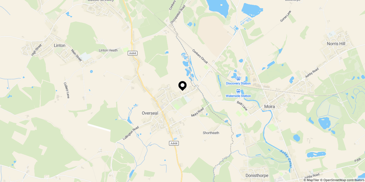 Approximate location of Forest View, Overseal, Swadlincote, DE12