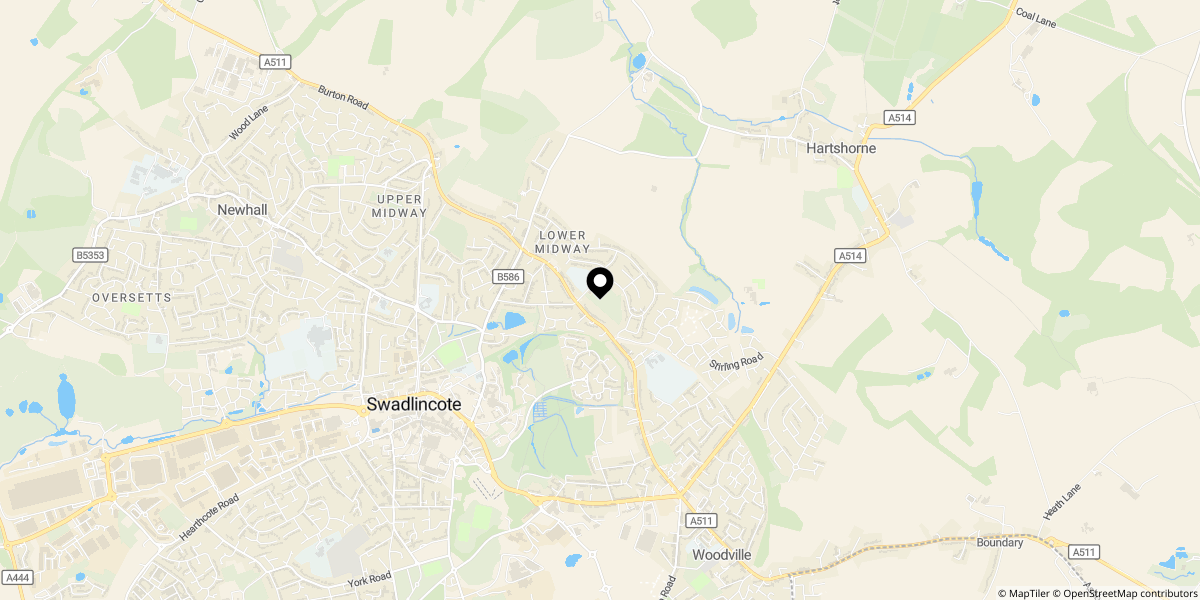 Approximate location of Guildford Avenue, Midway, Swadlincote, DE11