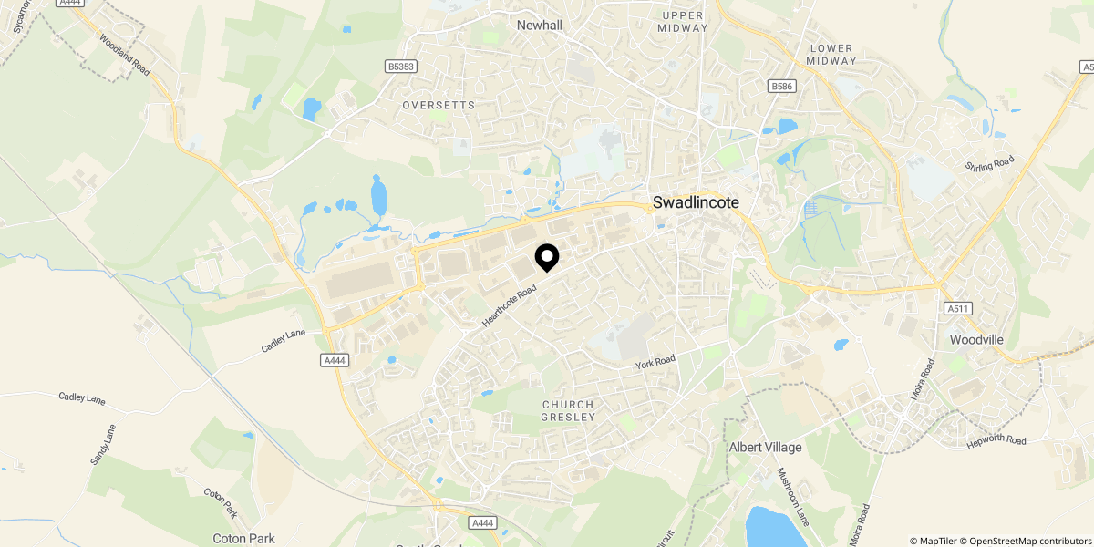 Approximate location of Fabis Close, Swadlincote, DE11