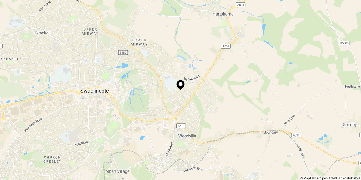 Approximate location of Teasel Drive, Woodville, Swadlincote, DE11