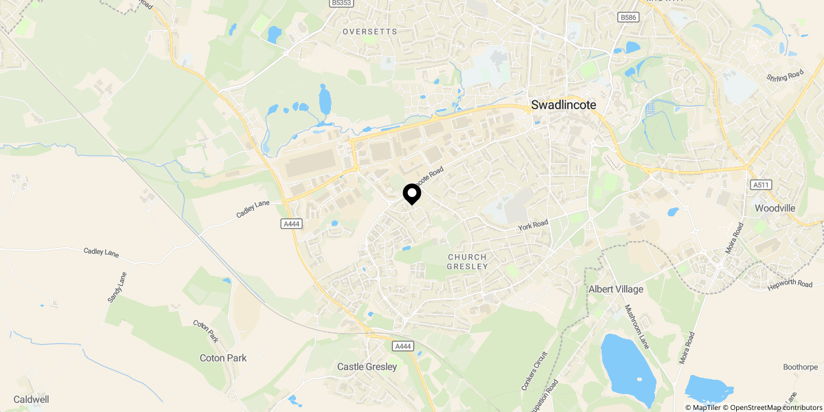 Approximate location of Westacre Drive, Church Gresley, Swadlincote DE11 9RW
