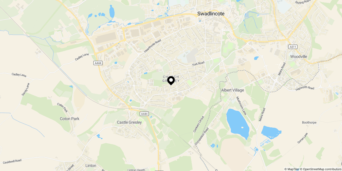 Approximate location of Catherine Rise Church Gresley DE11 9NE