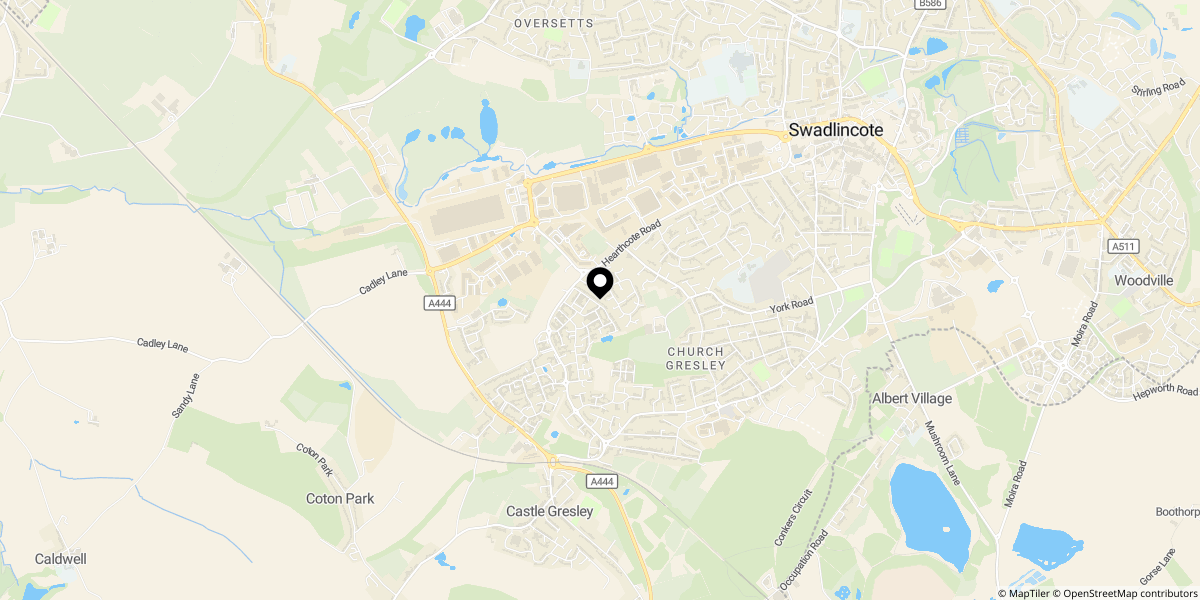 Approximate location of Luton Road, Church Gresley, DE11