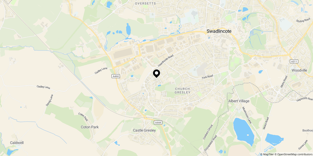 Approximate location of Newman Drive, Church Gresley, Swadlincote, DE11