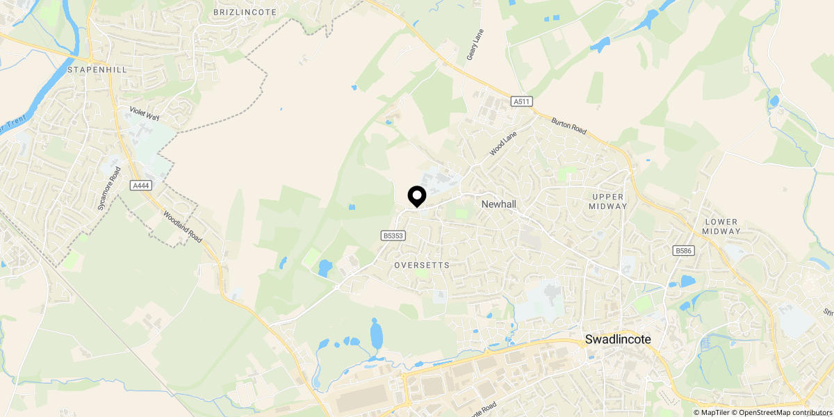 Approximate location of Brook Street, Newhall, Swadlincote, DE11