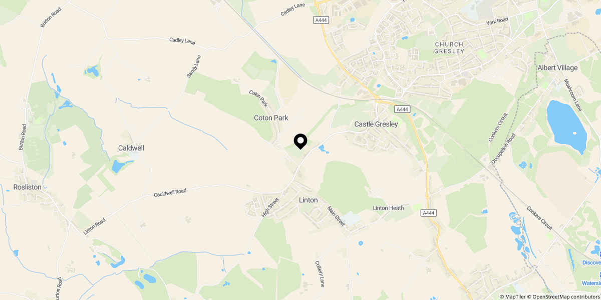 Approximate location of Hillside Road Linton DE12 6RB
