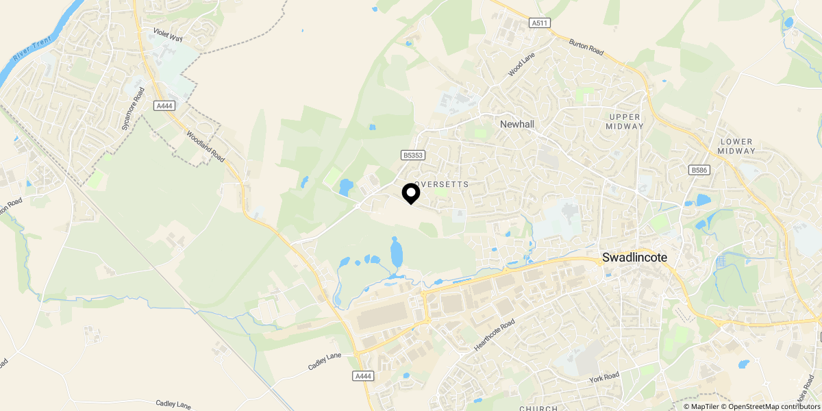 Approximate location of Ashover Road, Newhall, Swadlincote, DE11