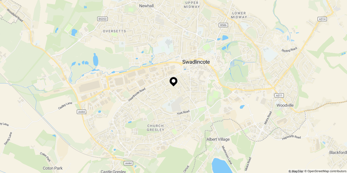 Approximate location of Pennine Way, Swadlincote, DE11