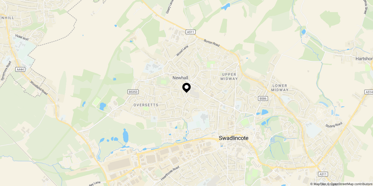 Approximate location of Parliament Street, Newhall, DE11