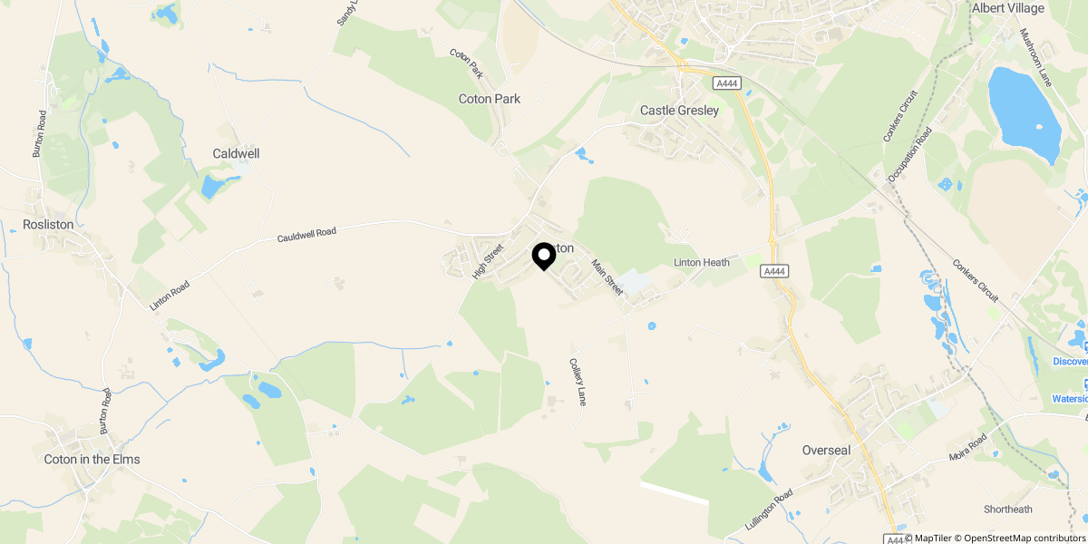 Approximate location of Charlton Close Linton Swadlincote DE12 